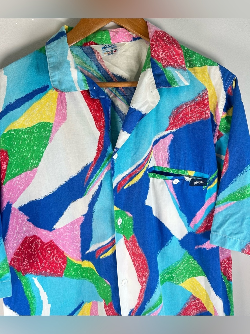 Vintage 80s/90s Dolfin Men’s Shirt L Funky Fresh Colorful Abstract Hip Hop RARE - Picture 7 of 13